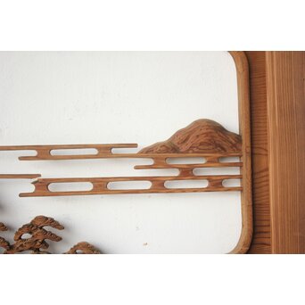 大島五雲系 木彫欄間 2枚1組　R0565 