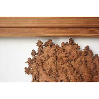 大島五雲系 木彫欄間 2枚1組　R0565 