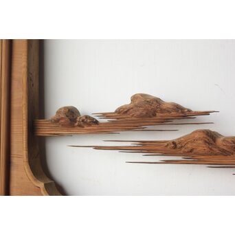 大島五雲系 木彫欄間 2枚1組　R0565 