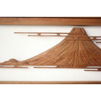 大島五雲系 木彫欄間 2枚1組　R0565 