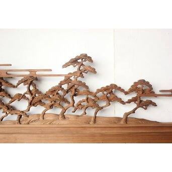 大島五雲系 木彫欄間 2枚1組　R0565 