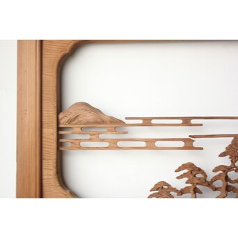 大島五雲系 木彫欄間 2枚1組　R0565 