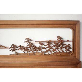 大島五雲系 木彫欄間 2枚1組　R0565 