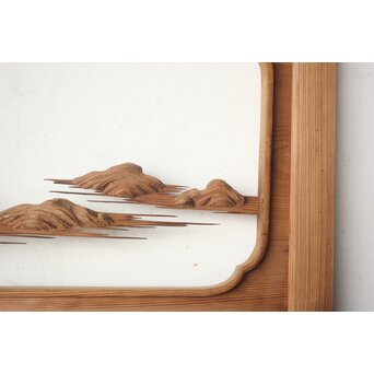 大島五雲系 木彫欄間 2枚1組　R0565 