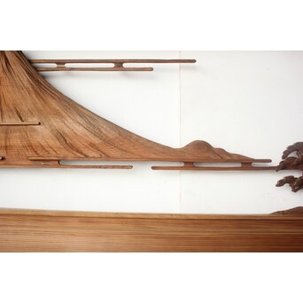 大島五雲系 木彫欄間 2枚1組　R0565 