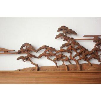 大島五雲系 木彫欄間 2枚1組　R0565 