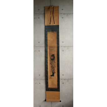 奥村政信 鐘馗 柱絵木版 軸装　Z913 