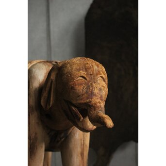 普賢菩薩 象 木彫　X648 