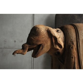 普賢菩薩 象 木彫　X648 