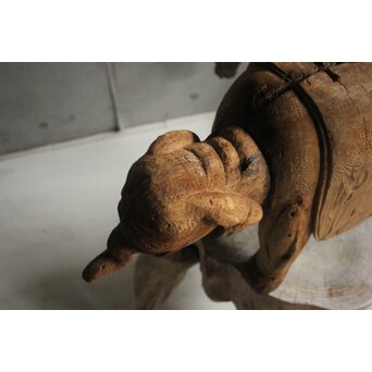 普賢菩薩 象 木彫　X648 