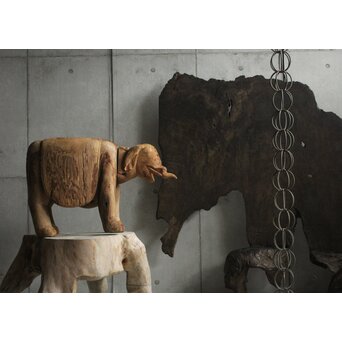 普賢菩薩 象 木彫　X648