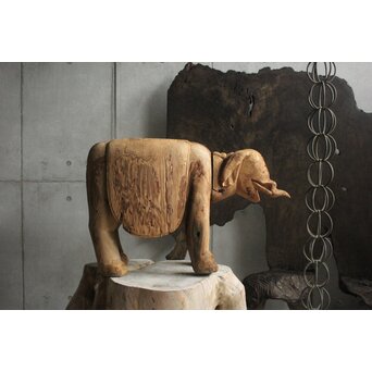 普賢菩薩 象 木彫　X648 