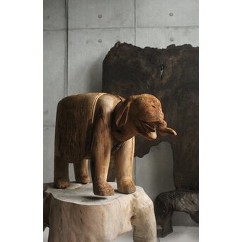 普賢菩薩 象 木彫　X648 