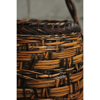 二代 飯塚鳳斎 白錆 古代雁尾形花籠　U419 