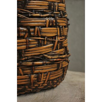 二代 飯塚鳳斎 白錆 古代雁尾形花籠　U419 