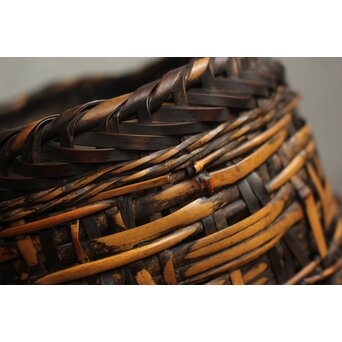 二代 飯塚鳳斎 白錆 古代雁尾形花籠　U419 