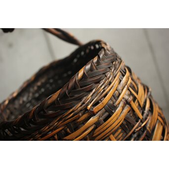 二代 飯塚鳳斎 白錆 古代雁尾形花籠　U419 