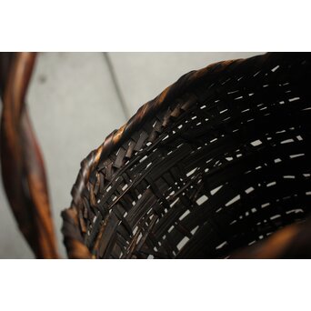 二代 飯塚鳳斎 白錆 古代雁尾形花籠　U419 