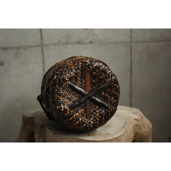 二代 飯塚鳳斎 白錆 古代雁尾形花籠　U419 