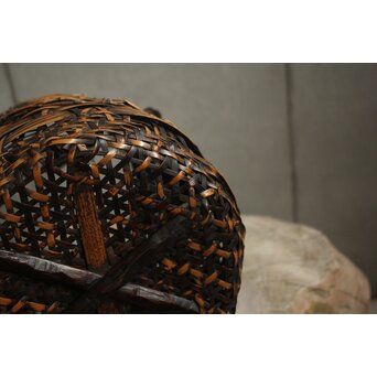 二代 飯塚鳳斎 白錆 古代雁尾形花籠　U419 