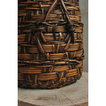 二代 飯塚鳳斎 白錆 古代雁尾形花籠　U419 