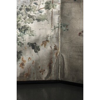 竹内盧風 芭蕉図 銀地屏風　Z920 