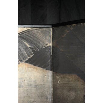 竹内盧風 芭蕉図 銀地屏風　Z920 