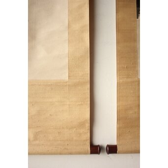 鈴木百年 牛若丸と弁慶 双幅掛軸　Z928 