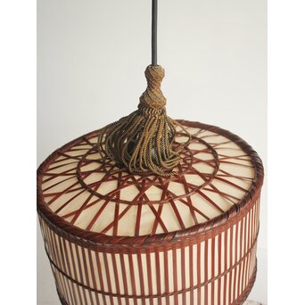 三世 和田和一斎 篭電燈傘 竹編　U421 