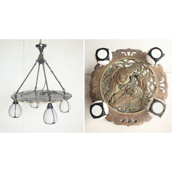 鳳凰紋 4灯シャンデリア照明　A566