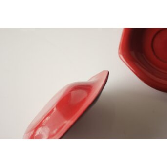 守屋松亭 桃乾漆 茶托 六客　Q407 