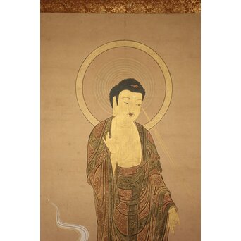 阿弥陀如来 来迎図 紙本掛軸　Z933 