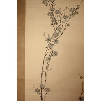 倣 中林竹洞 王元章筆意 墨梅図 紙本掛軸 対幅　Z936 