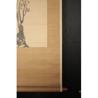 倣 中林竹洞 王元章筆意 墨梅図 紙本掛軸 対幅　Z936 