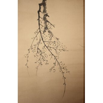 倣 中林竹洞 王元章筆意 墨梅図 紙本掛軸 対幅　Z936 