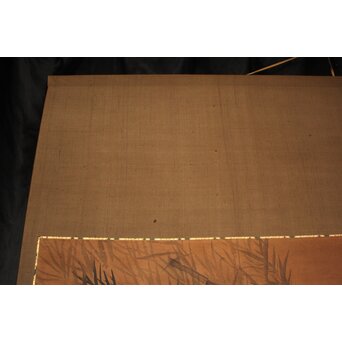 竹虎 水墨画 絹本 大幅　Z937 