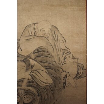 古画 水墨 四睡図 無落款 掛軸　Z940 