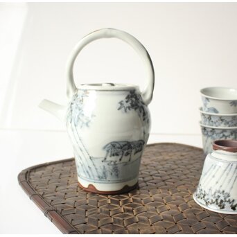 倣 安南意 真葛窯  二十四孝之画 急瓶 煎茶碗　P648 