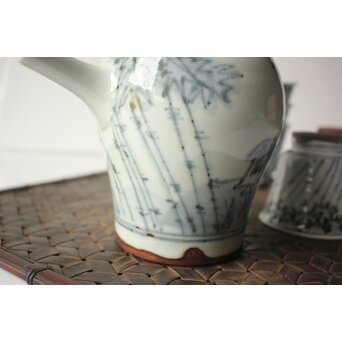 倣 安南意 真葛窯  二十四孝之画 急瓶 煎茶碗　P648 