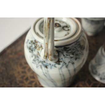 倣 安南意 真葛窯  二十四孝之画 急瓶 煎茶碗　P648 