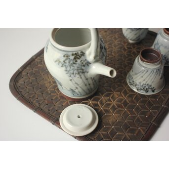 倣 安南意 真葛窯  二十四孝之画 急瓶 煎茶碗　P648 