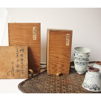 倣 安南意 真葛窯  二十四孝之画 急瓶 煎茶碗　P648 