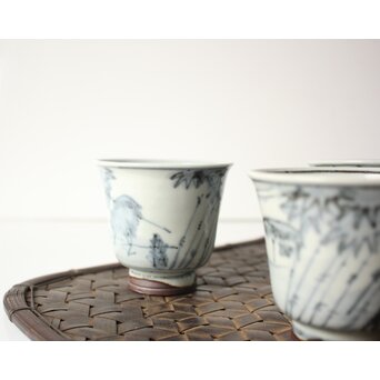 倣 安南意 真葛窯  二十四孝之画 急瓶 煎茶碗　P648 