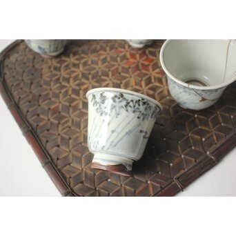 倣 安南意 真葛窯  二十四孝之画 急瓶 煎茶碗　P648 