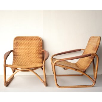 山川ラタン 籐肘掛椅子 2脚1組　T483