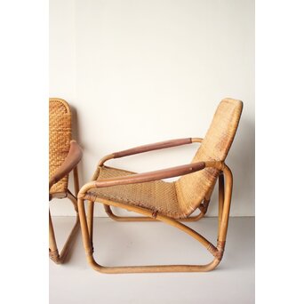 山川ラタン 籐肘掛椅子 2脚1組　T483 