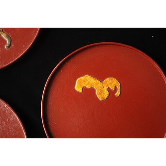 蝙蝠文 素材替 菓子盆 五客　Q409 