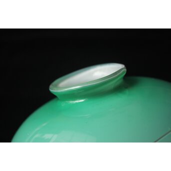 緑色切子 変形兜型傘 電笠　A0570 