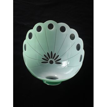 緑色切子 変形兜型傘 電笠　A0570 