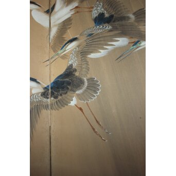 堀田秀叢 五位鷺図 屏風　Z955 